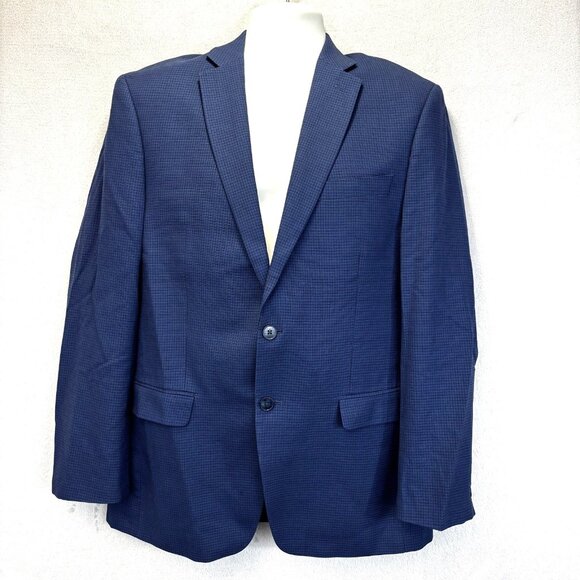 Calvin Klein Blazer Jacket Mens 40R Blue Wool Two Button Sport Coat Preppy - Picture 1 of 16